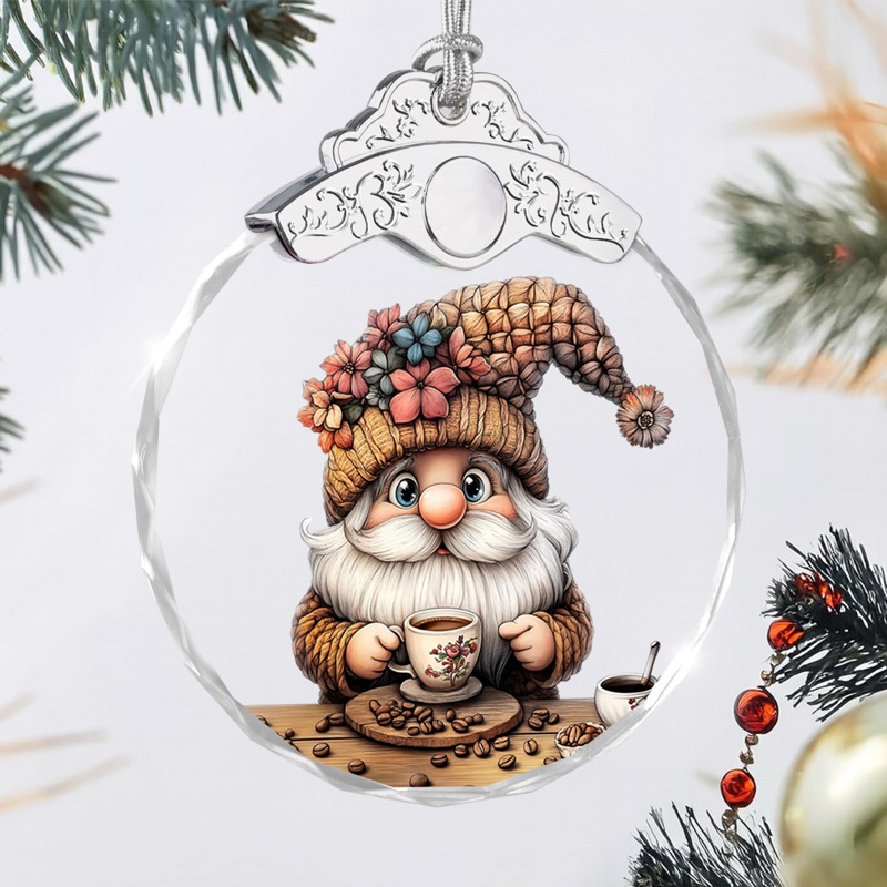 Coffee Gnome - Cute Crystal Ornament