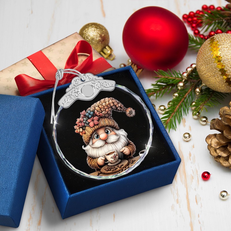 Coffee Gnome - Cute Crystal Ornament