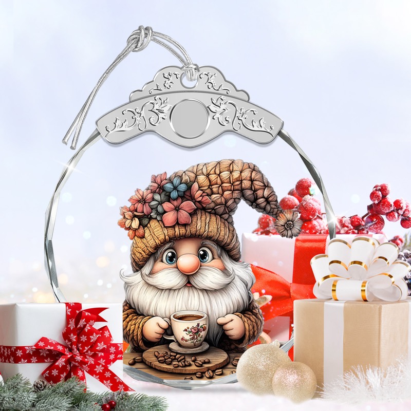 Coffee Gnome - Cute Crystal Ornament