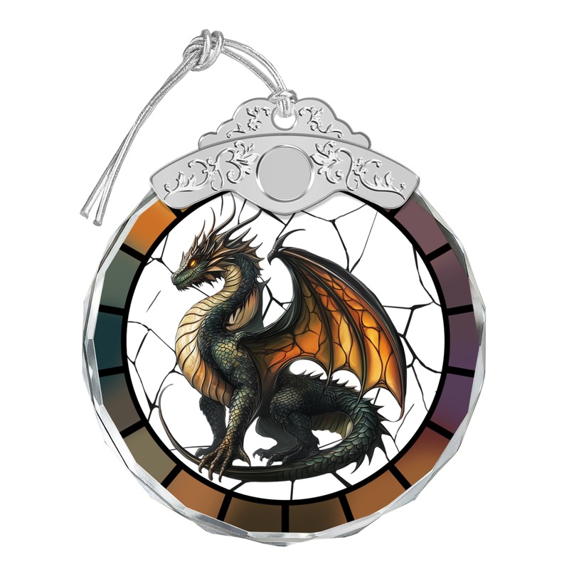 Majestic Dragon - Stained Glass Crystal Ornament
