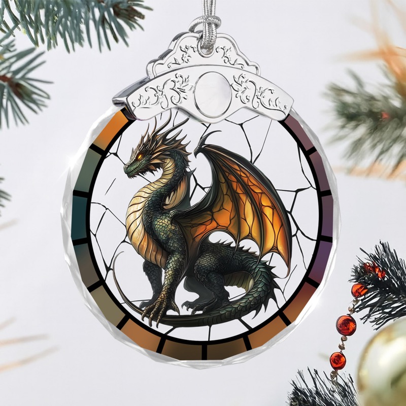 Majestic Dragon - Stained Glass Crystal Ornament