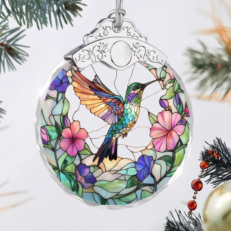 Hummingbird - Stained Glass Crystal Ornament
