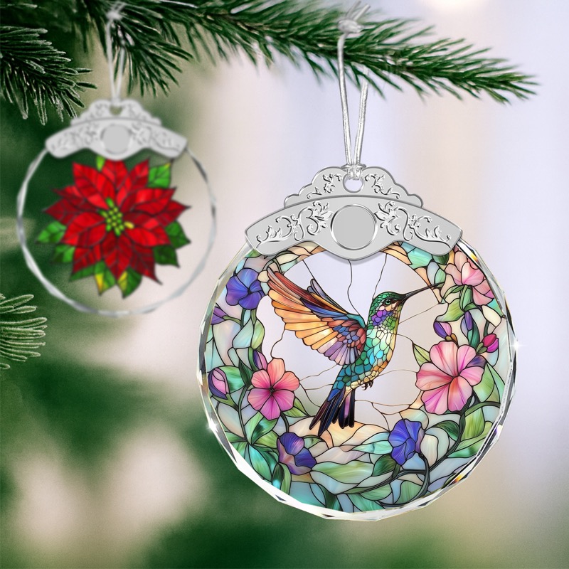 Hummingbird - Stained Glass Crystal Ornament