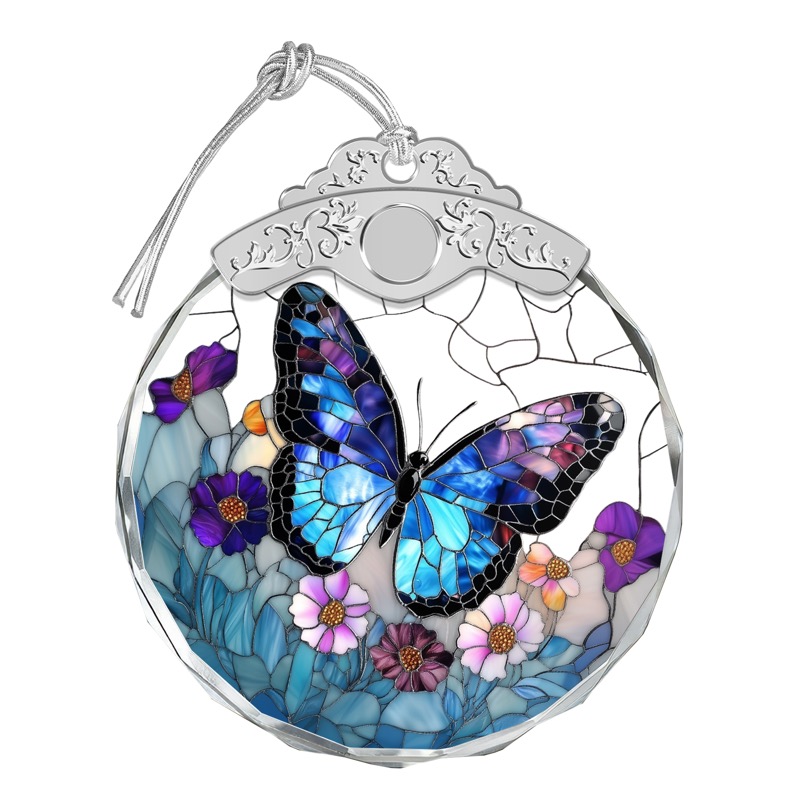 Blue Morpho Butterfly - Stained Glass Ornament