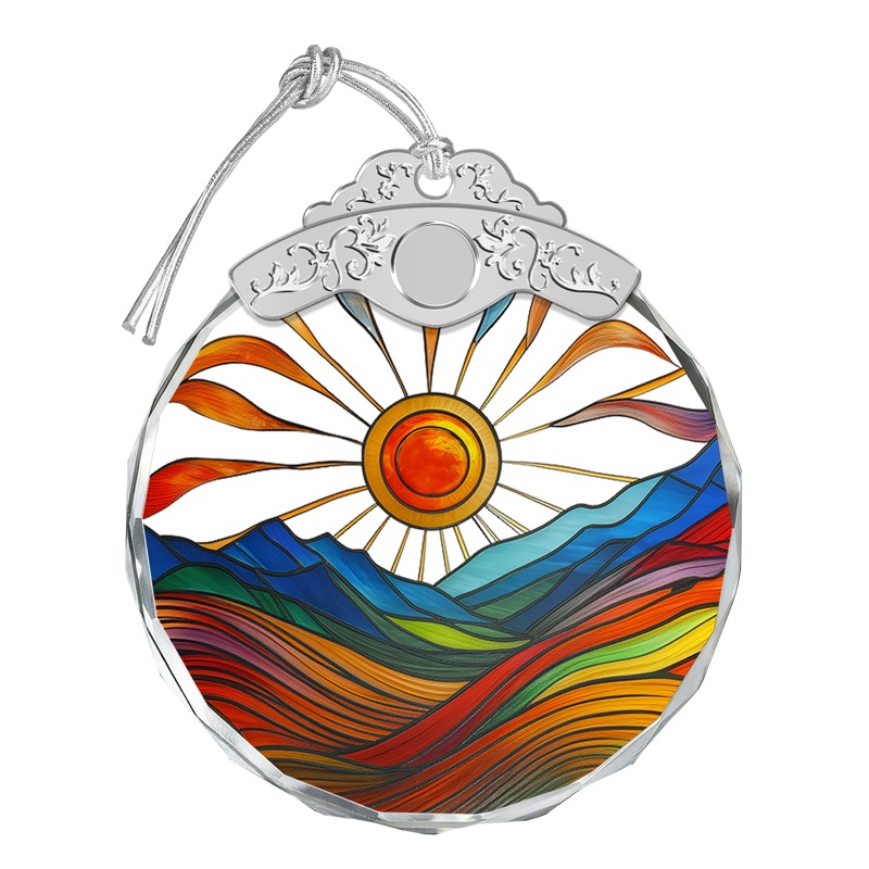 Rainbow Mountain Sunrise - Crystal Ornament