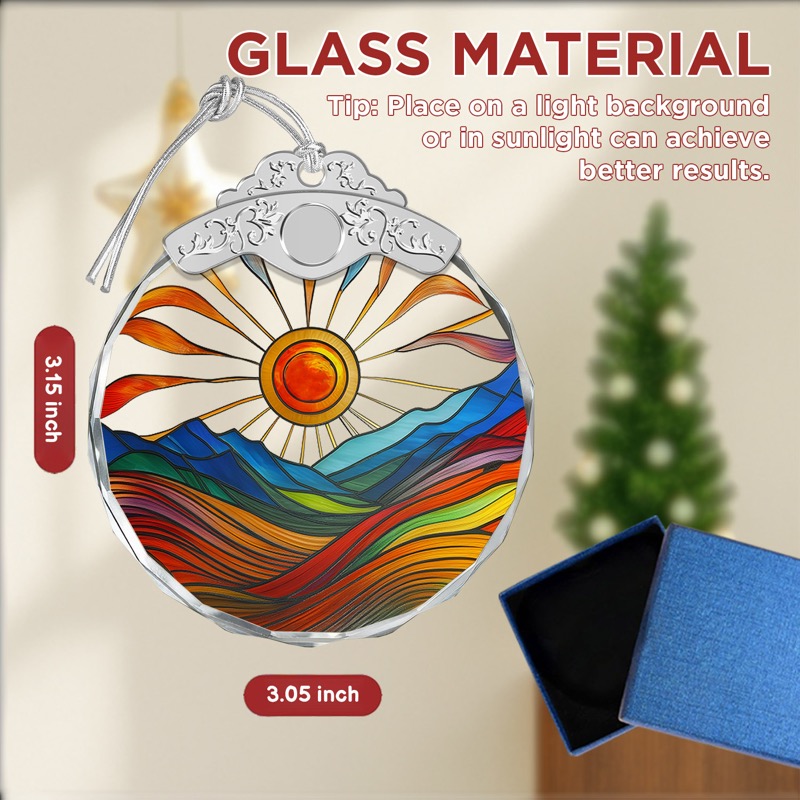 Rainbow Mountain Sunrise - Crystal Ornament