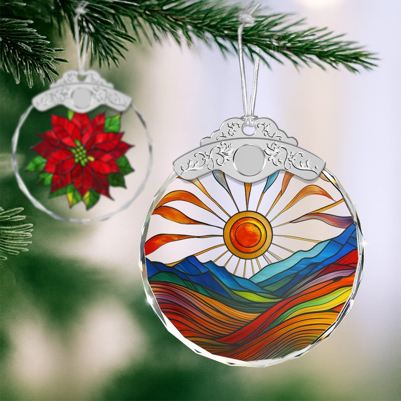 Rainbow Mountain Sunrise - Crystal Ornament