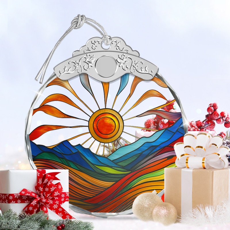 Rainbow Mountain Sunrise - Crystal Ornament