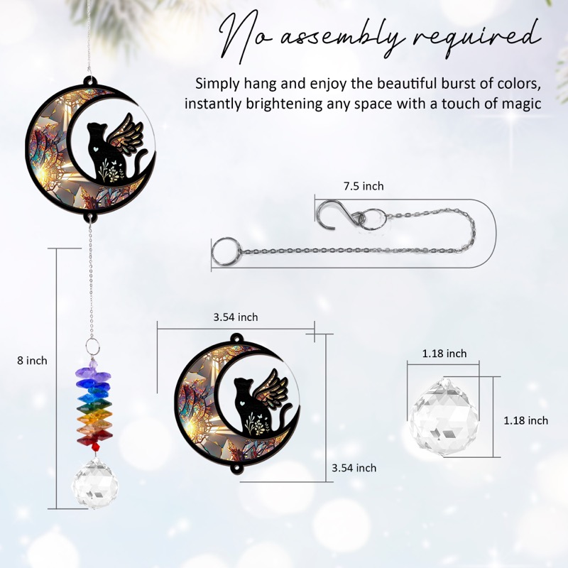 Cat Angel on Moon - Pet Memorial Suncatcher