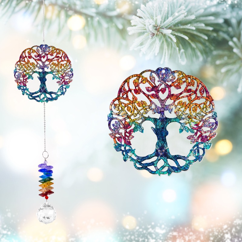 Tree of Life - Stained Glass Crystal Suncatcher