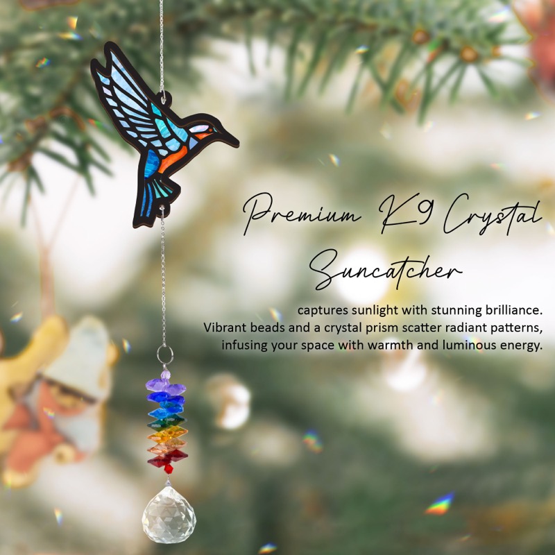 Hummingbird - Stained Glass Crystal Suncatcher