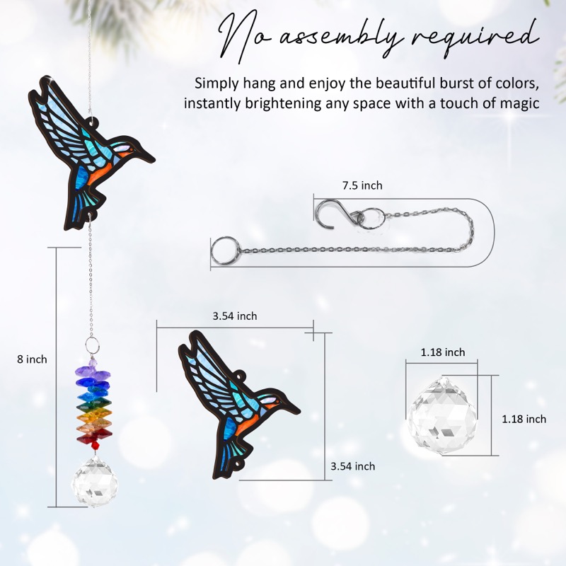 Hummingbird - Stained Glass Crystal Suncatcher