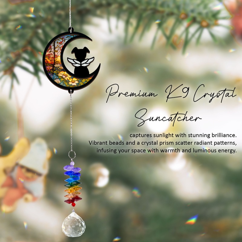 Dog Angel on Moon - Pet Memorial Suncatcher