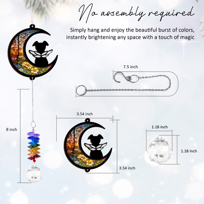 Dog Angel on Moon - Pet Memorial Suncatcher