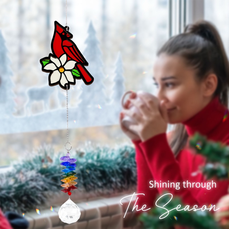 Red Cardinal - Memorial Crystal Suncatcher